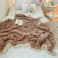 Axyaa Milk Fleece Fringed Blanket Large Lamb Fleece Craft Blanket Cover