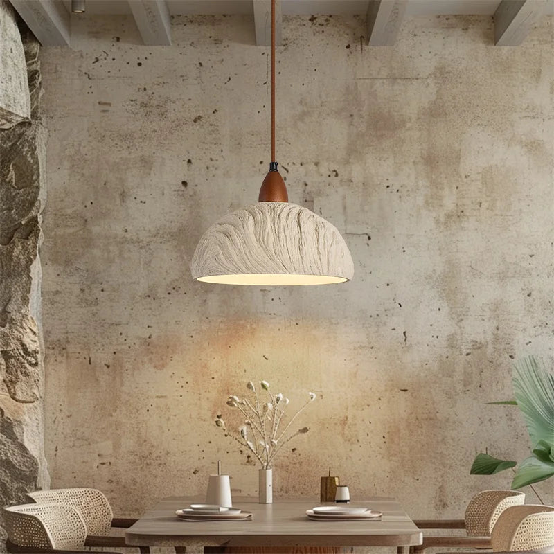 Axyaa LED Pendant Lights Modern Style Cement Wood Hanging Lamp