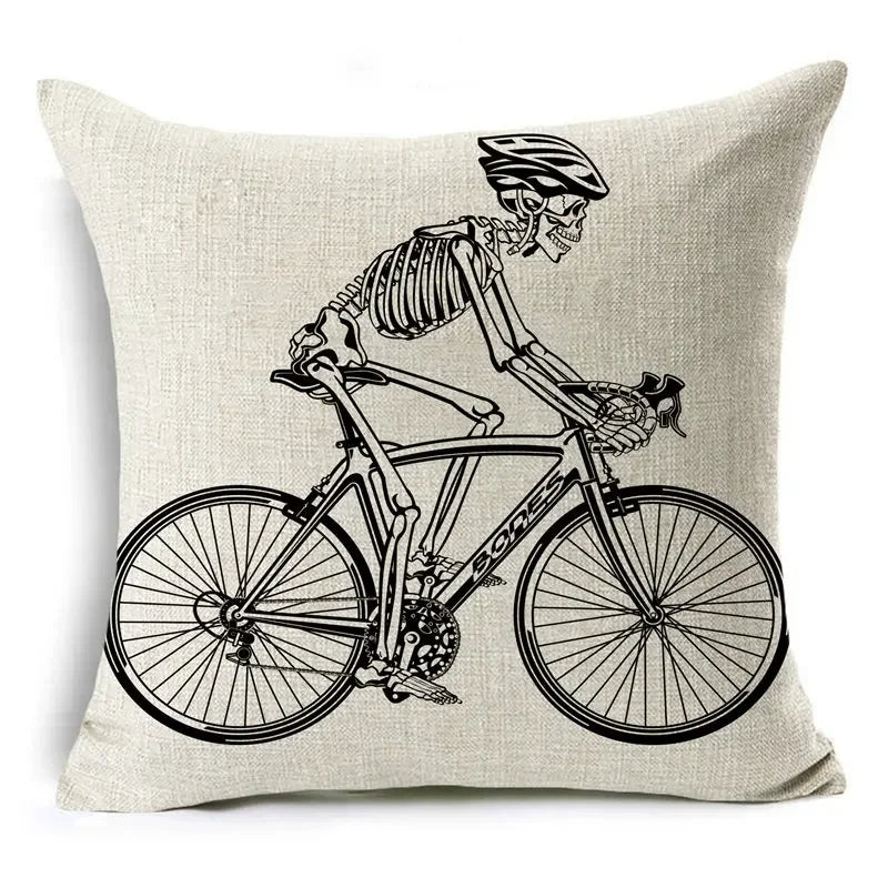 Axyaa Bone Cartoon Cushion Cover - Halloween Themed Decorative Pillow Case