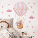 Pink Bunny Hot Air Balloon Wall Stickers by Axyaa: Removable Kids Nursery Decals