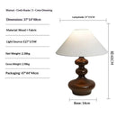 Axyaa Wooden Table Lamp, Wabi-sabi Retro Style, Solid Wood & Metal Bedroom Ambiance