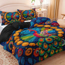 Axyaa Mexican Peacock Pattern Duvet Cover Set with 2 Pillowcases