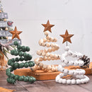 Axyaa Mini Wooden Bead Tree Ornaments with Star Topper, Rustic Farmhouse Style