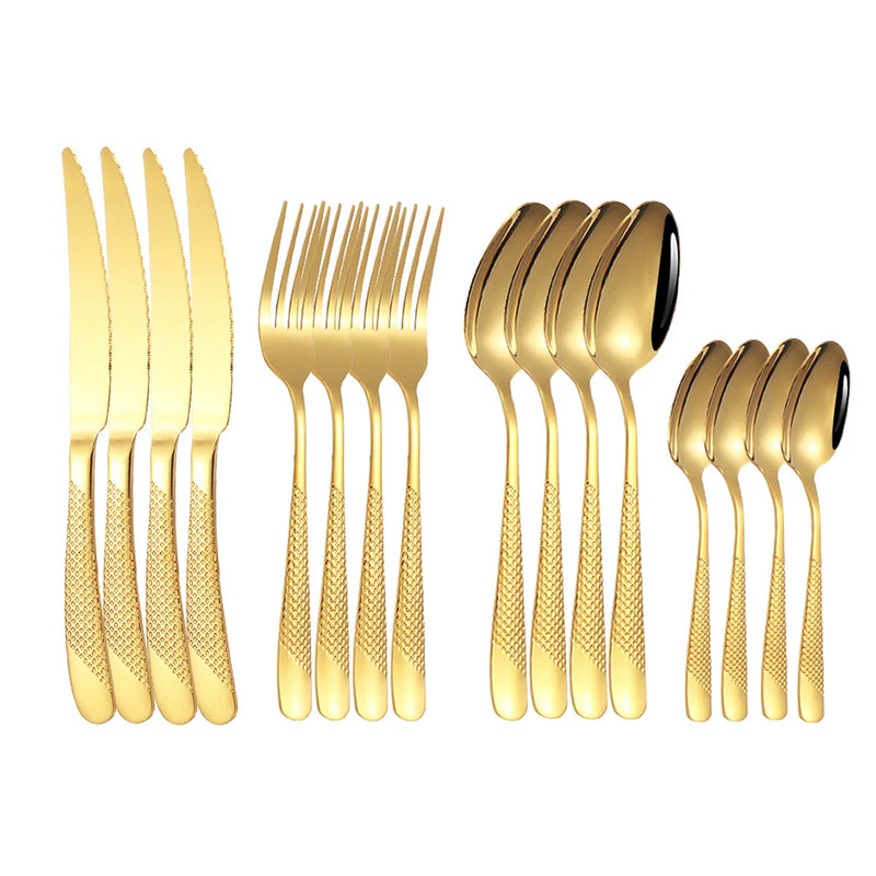 Axyaa Stainless Steel Star Steak Set: Knife, Fork, Spoon, Coffee Spoon