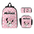 Axyaa Pink Heart Minnie Mouse Kids Backpack Lunch Box Set