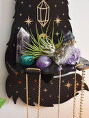 Axyaa Moon Phase Crystal Stone Display Shelf Black Wood Boho Wall Decor