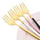 Axyaa Gold Fruit Cake Set: Mirror Stainless Steel Tea Fork, Snack Dessert, Small Salad Cutlery