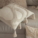 Axyaa Beige Jacquard Embroidery Tassel Pillowcase - Luxury Living Room Cushion Cover
