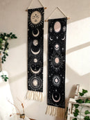 Axyaa Moon Phase Celestial Wall Hanging Tapestry with Tassel