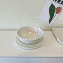 Axyaa 6-Inch Bone Dessert Plate Set - White Ceramic Vegetable Cake Serving Tray