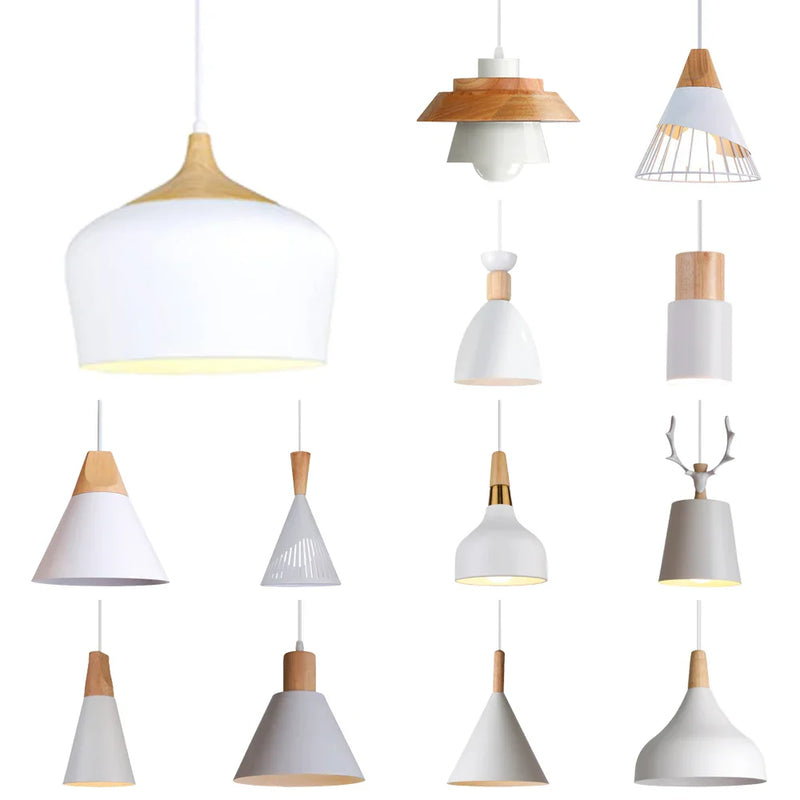 Axya Loft Wood Pendant Light: Modern Nordic Industrial Chandelier for Kitchen Living Room