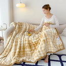 Axyaa Luxe Double Layer Rabbit Fur Blanket: Soft & Warm Sofa Throw Blanket