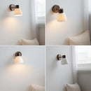 Nordic Modern Rotate LED Wall Light Fixture by Axyaa - White Ceramic Walnut Wood