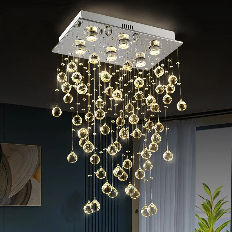 Luxury Axyaa Crystal Chandelier for Living Dining Room, Modern LED Kitchen Lighting
