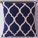Axyaa Navy Blue Floral Embroidered Cushion Cover 45x45cm
