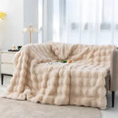 Luxurious Toscana Rabbit Fur Blanket by Axyaa: Soft Double-sided Bubble Fleece Blanket