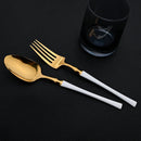 Axyaa 16-Piece Gold Stainless Steel Cutlery Dinnerware Set - Western Tableware Knife Fork Spoon