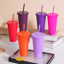 Axyaa 710ml 24oz Reusable Plastic Cold Cup with Lid and Straw