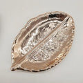 Axyaa Ceramic Leaf Jewelry Tray in Rose Gold and Silver