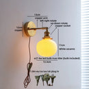 Axyaa Ceramic Gold Brass Wall Light Indoor Switch Modern Nordic LED Bedside Lamp