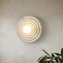 Axyaa Wabi-Sabi Round Resin Wall Lamp - White Spiricle Art Light for Corridor and Aisle
