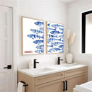 Blue Sardine Abstract Canvas Painting Wall Art Print Modern Home Decor by Axyaa