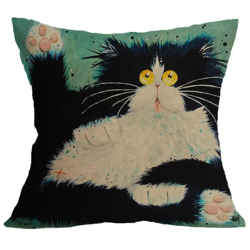 Cat Linen Cushion Cover by Axyaa - Home Decor Pillowcase 45*45cm