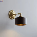 Axyaa LED Wall Sconce Light Switch Walnut Ash Wood Copper Arm Bedroom Living Room