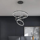Axyaa Black LED Ring Chandelier Circle Luminous Lamp for Home Decor