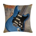 Axyaa Rock Guitar Pattern Throw Pillow Cover: Cotton Linen Cushion for Home Sofa