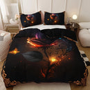 Axyaa Gothic Golden Rose Duvet Set Elegant Floral Print Bedding Pillowcases