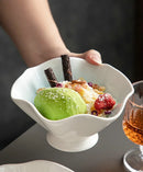 Axyaa High Foot Ceramic Ice Cream Bowl Lotus Leaf Design