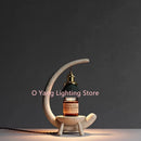 Axyaa Stone Crescent Melting Lamp: Designer Resin Decorative Warm Light