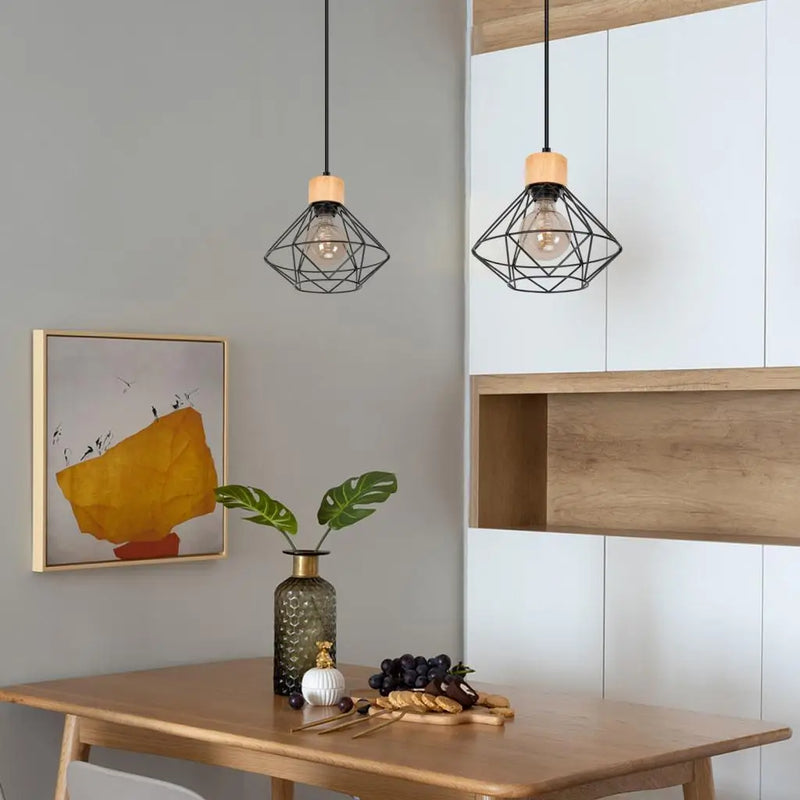 Axya Vintage Industrial LED Wood Pendant Light Chandelier for Living Room