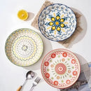 Axyaa Bohemian Ceramic Plate: Creative Western Food Fruit Plate, Oven Microwave Safe