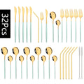 Axyaa Red Gold Stainless Steel Cutlery Set - 32pcs Flatware Tableware