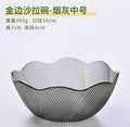Axyaa Medium Glass Bowl, Household Tableware, Gold-Plated Fruit Salad Plate