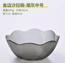 Axyaa Medium Glass Bowl, Household Tableware, Gold-Plated Fruit Salad Plate