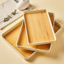 Axyaa Bamboo Pattern Storage Tray: Rectangular Teapot Plate, Kitchen Organizer