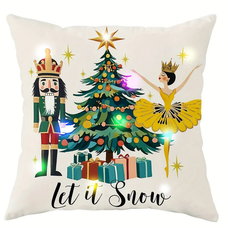 Axyaa Nutcracker Merry Christmas LED Light Pillowcase