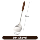 Axyaa Stainless Steel Wok Spatula Ladle Set with Wooden Handle