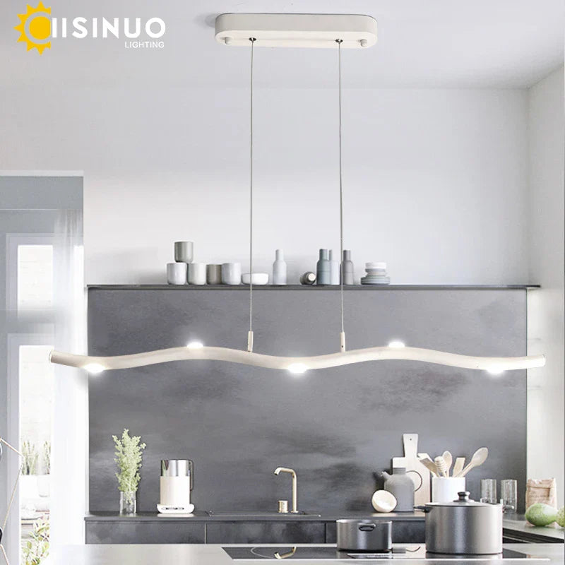 Axyaa Wave Chandelier: Adjustable LED Pendant Light for Living Room and Office