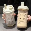 Axyaa Bubble Milk Tea Plastic Cup with Straw Lid - Girls' Outdoor School Water Bottle