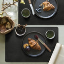 Axyaa Black Faux Leather Square Placemats Set - Luxury Dining Table Mats & Coasters