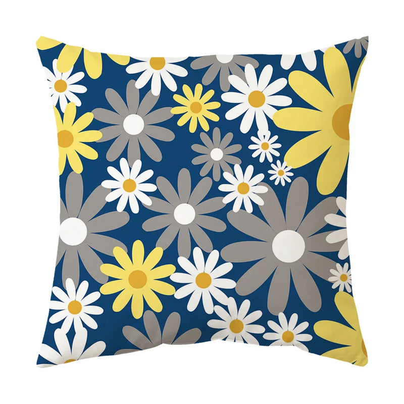 Axyaa Blue & White Daisy Cushion Cover: Elegant Home Decor for Living Room & Sofa