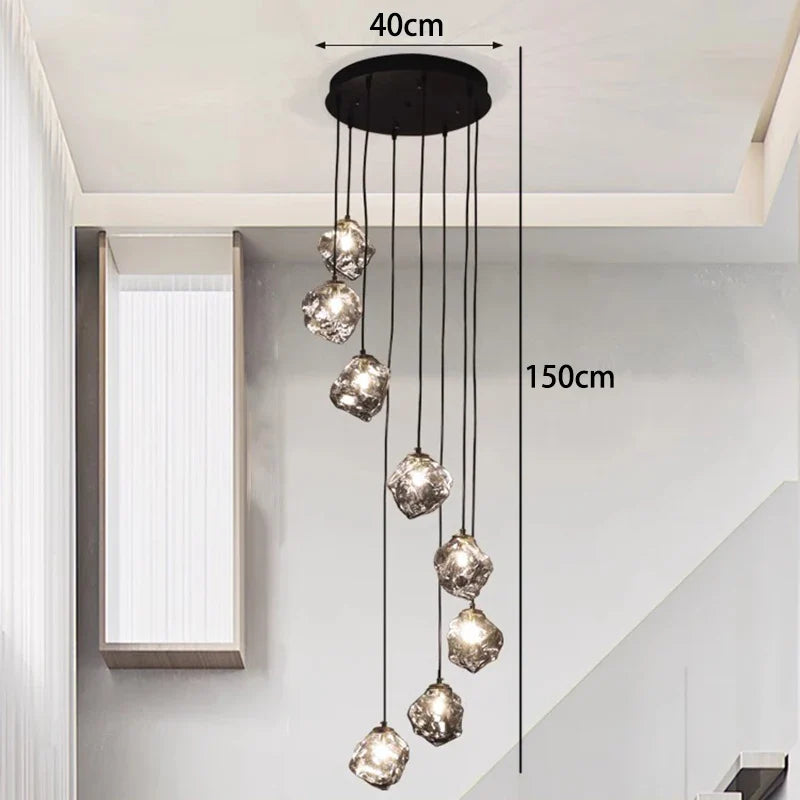 Axyaa Staircase Chandeliers LED Pendant Lamps Modern Home Indoor Lighting