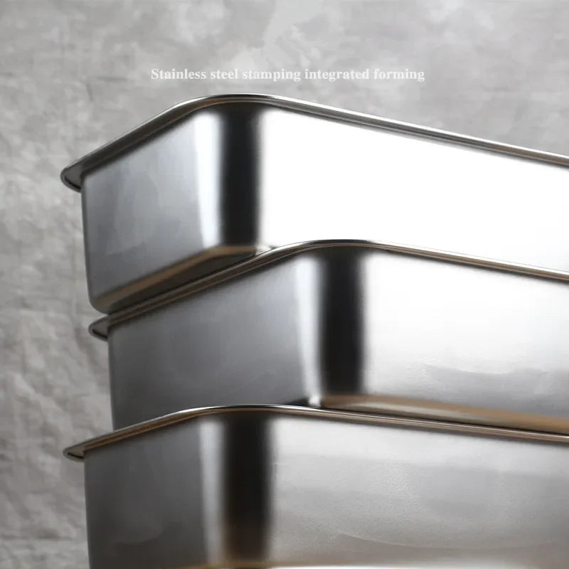 Axya Stainless Steel Buffet Plate with Covered Dish, Grilled Plate, and Storage Tray