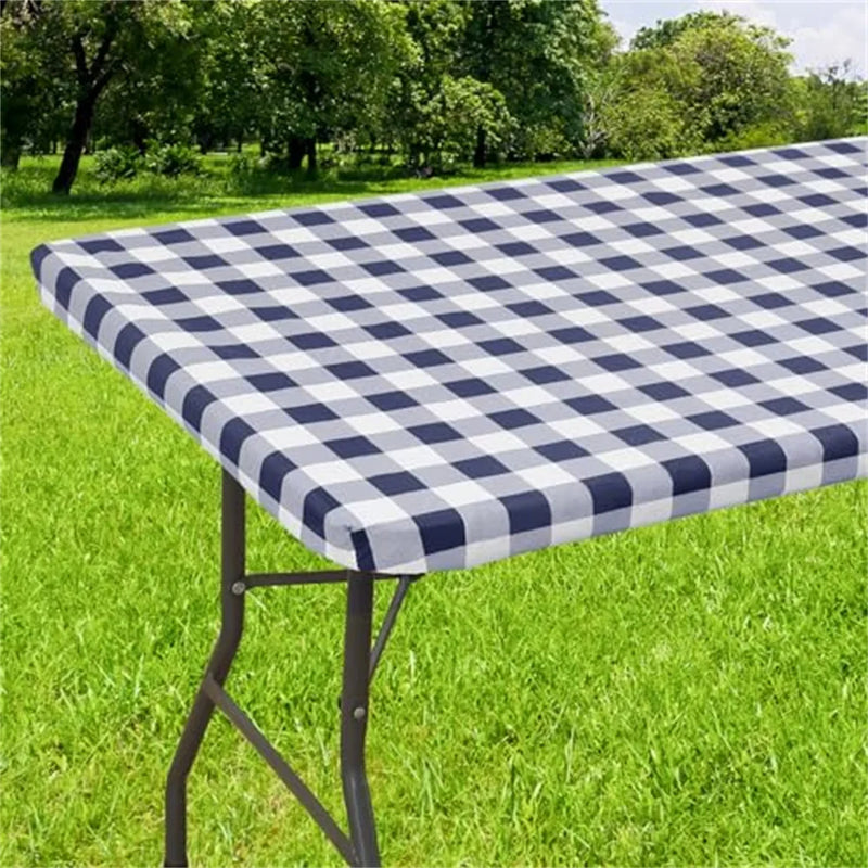 Axyaa Waterproof Stretch Vinyl Rectangle Table Cover for Home Parties and Outdoor Activities