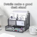Black Desk Organizer with Drawer by Axyaa - Home Office Storage & Desktop Pen Holder