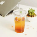 Axyaa Transparent Plastic Drinking Cup with Lid and Straw - Set of 3